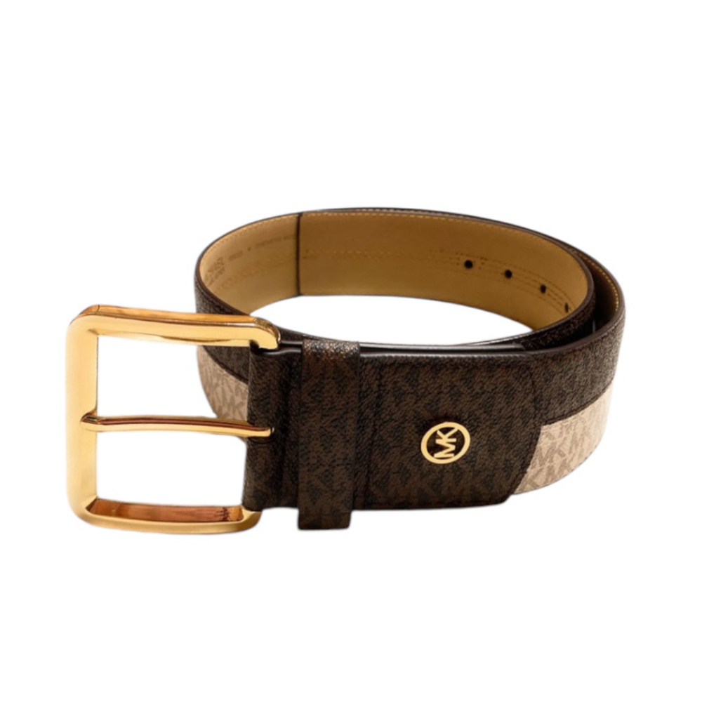 Original MICHAEL KORS Signature Wide Two-Toned Belt Logo Brand Size Small MK